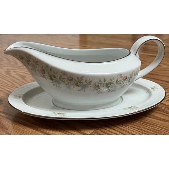 Johann Haviland Gravy Boat Forever Spring Unattached Underplate Vintage Platinum - Picture 8 of 9